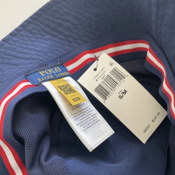 Polo Ralph Lauren Navy Blue Reversible Bucket Hat w/ Secret Pocket S/M 58cm NWT! - Picture 2 of 9